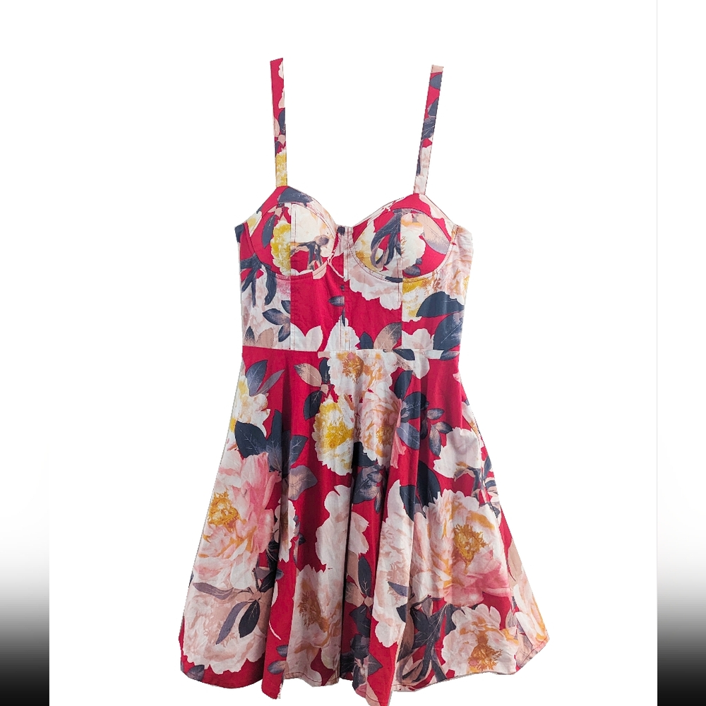 Coral Floral Charlotte Russe Bustier Dress